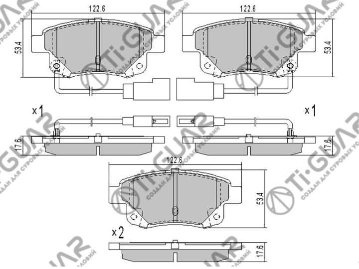 Тормозные колодки TG-1725/PN0431W* Ti·GUAR